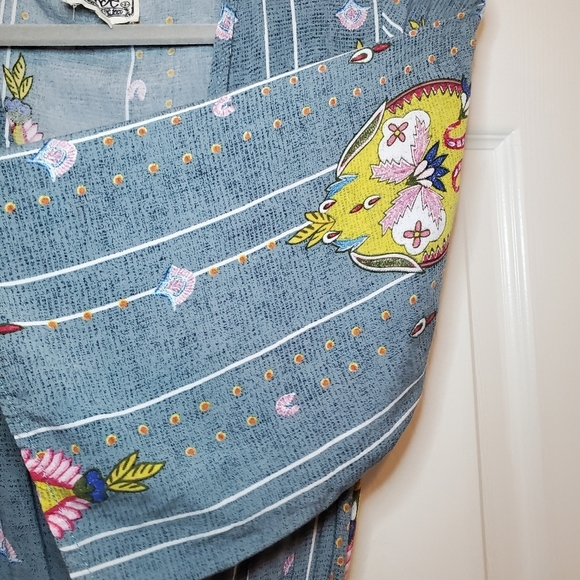 Jaase Wide Leg Bohemian Blue Short Sleeve Jumpsuit S - Picture 4 of 10